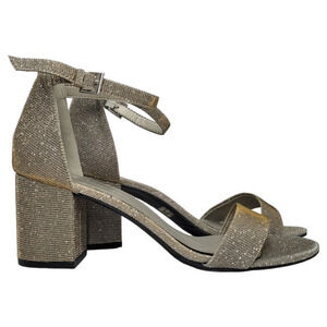 HP CL Laundry Gold Silver Square Heel Ankle Strap Open Toe‎ Retro Glam Sandals